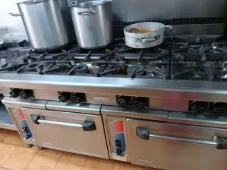 Cocina industrial 8 fuegos + 2 hornos