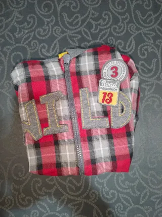 Chaqueta cuadros niño con capucha