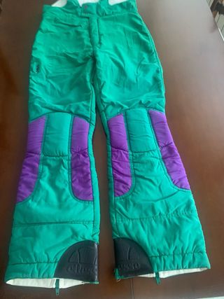 Mono de esquí unisex verde y morado