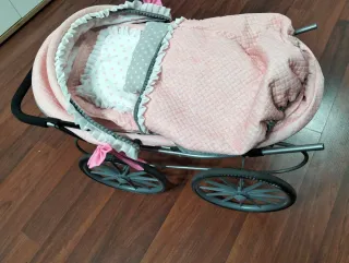 Carro de muñecas grande plegable rosa