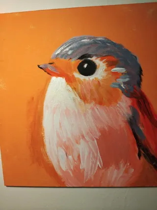 Cuadro de pájaro pintado a mano