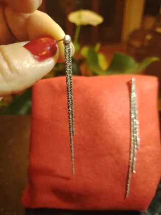 Pendientes largos de plata