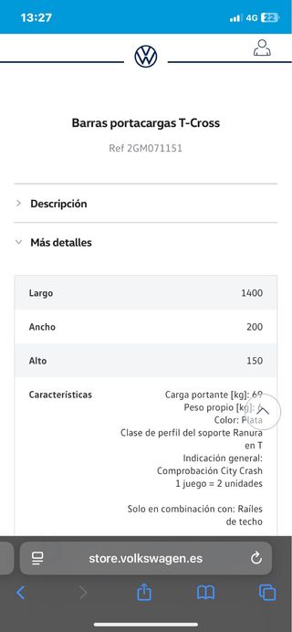 Barras de portaequipajes T-Cross