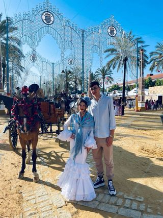 Traje de flamenca blanco desde la 34 hasta una 38
