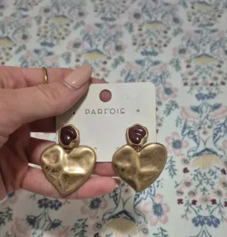 Pendientes Corazón Dorado y Morado Parfois
