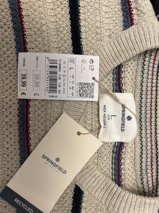 Jersey Springfield Hombre Talla L Rayas