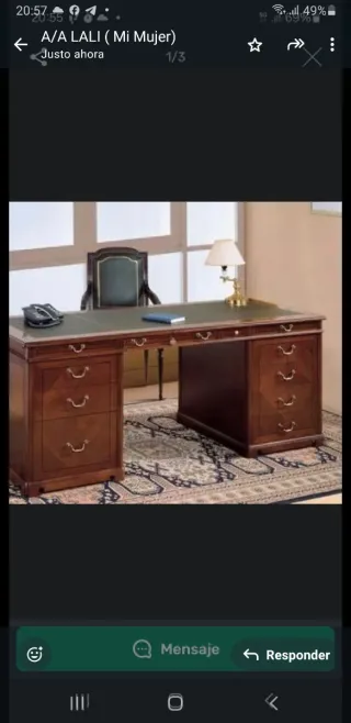 Escritorio Colonial Inglés Madera y Piel