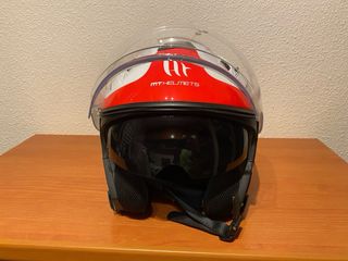 Casco jet MT Helmets Blanco y Rojo