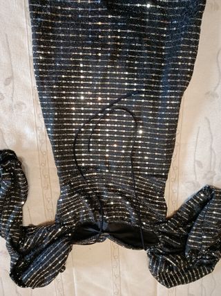 Vestido fiesta lentejuelas negro y plata