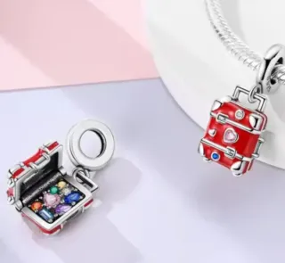 CHARM PLATA VIAJE MALETA CON CRISTALES