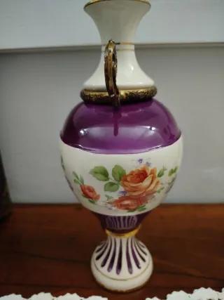 Coppia vasi Canova porpora e fiori