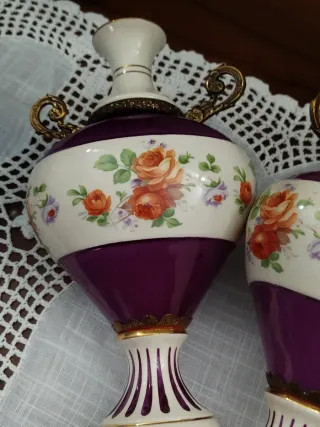 Coppia vasi Canova porpora e fiori