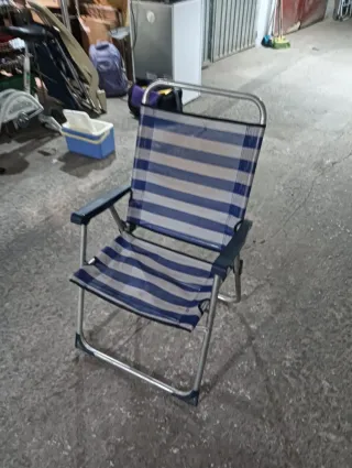 3 Sillas Playa Plegables Azul/Plata