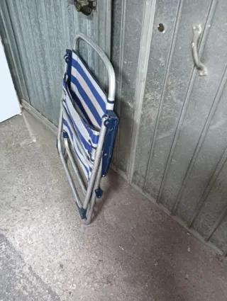 3 Sillas Playa Plegables Azul/Plata