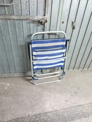 3 Sillas Playa Plegables Azul/Plata