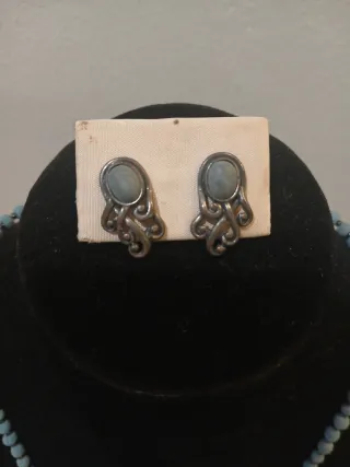 Lote de collar y pendientes coral azul