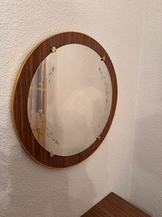 Tocador y taburete madera y cristal