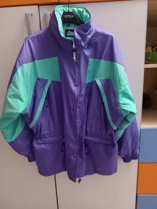 Giubbino da neve unisex viola e verde