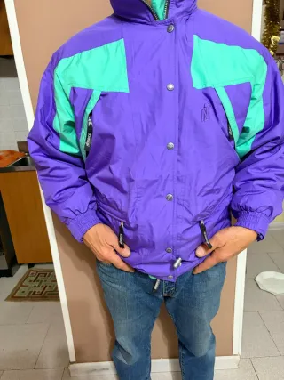 Giubbino da neve unisex viola e verde