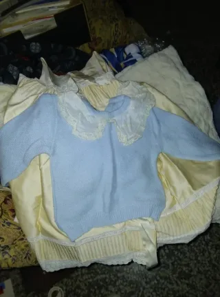 Camisa vintage bebé azul con cuello