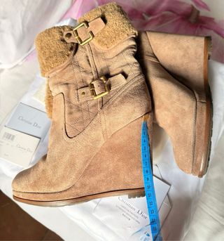 Botines Christian Dior Beige Cuña Piel