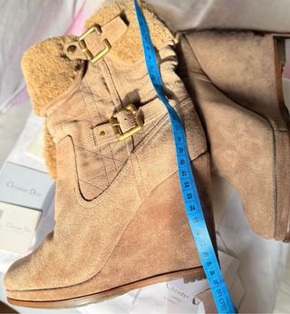 Botines Christian Dior Beige Cuña Piel
