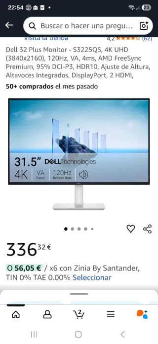 Monitor Dell 32 Plus S3225QS 4K UHD