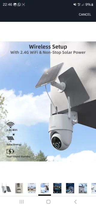 Cámara de vigilancia solar WiFi para exteriores MU