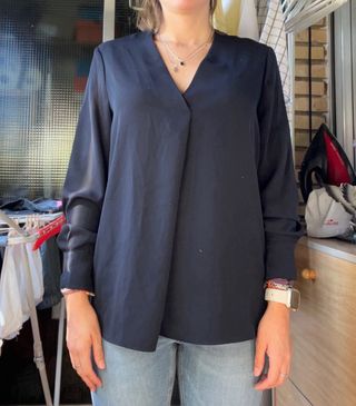Blusa azul manga larga