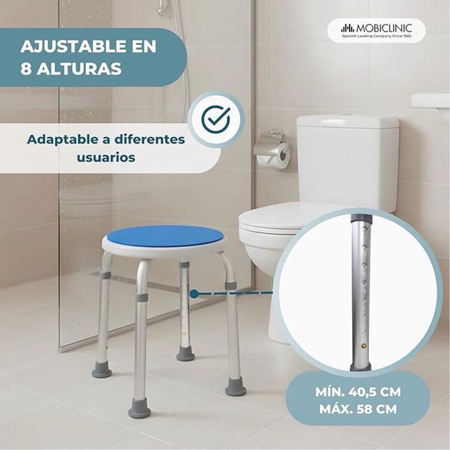 Taburete de Baño Ajustable hasta 100Kg. PRECINTADO