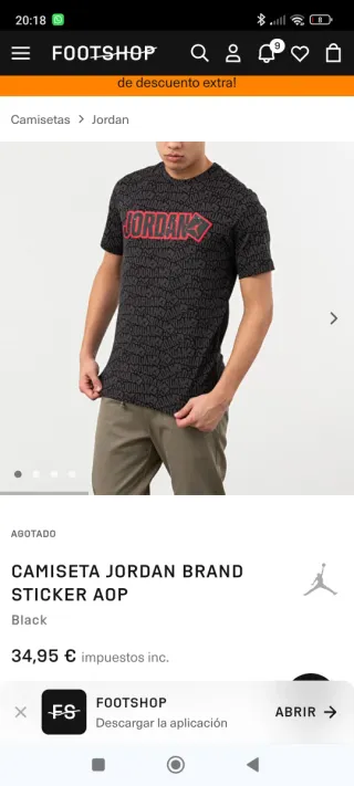 Camiseta Jordan Negra Talla S