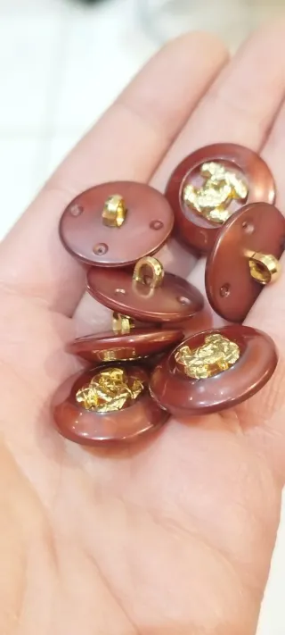 1 Bottone Chanel Vintage 2,2 cm Oro Marrone