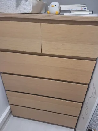 Cómoda MALM 4 cajones, roble tinte blanco