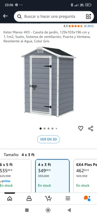 Caseta de jardín Keter Manor 4x3 Gris