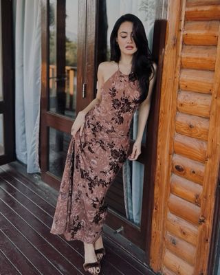 Vestido largo halter floral