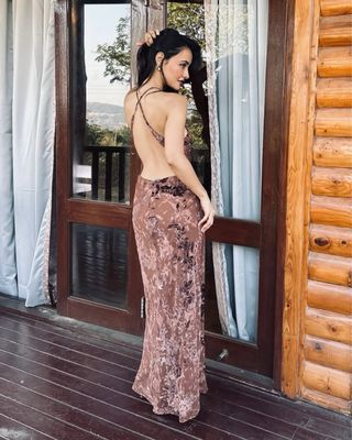 Vestido largo halter floral