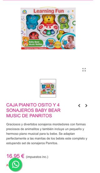 Piano Osito y 4 Sonajeros Juguetes Bebé