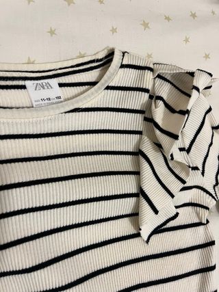 Zara Top Rayas Mangas Volantes
