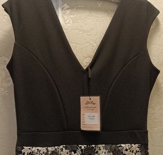 Vestido fiesta negro y blanco T/XL. Con etiqueta