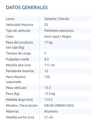 Patinete eléctrico Reebok Urban 8.5 – Azul