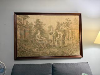 Tapiz grande enmarcado escena rural