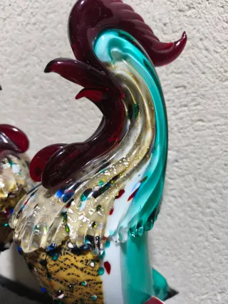 Gallos de cristal Murano multicolor