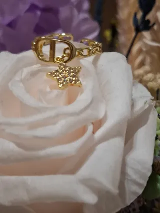 Anillo Zamak Dorado CD Estrella Circonita