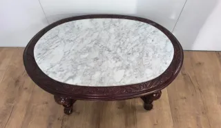 MESA BAJA CENTRO AUXILIAR DE MADERA Y MARMOL