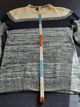 Jersey Zara Rayas Azul Marino Blanco Gris