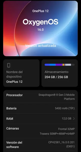 OnePlus 12 256GB 12GB RAM Negro