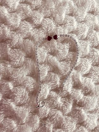 Pulsera Plata Ley 925 con Lazo Rojo