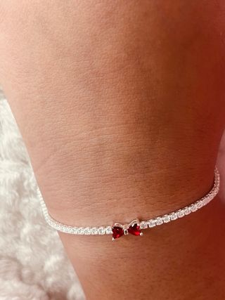 Pulsera Plata Ley 925 con Lazo Rojo