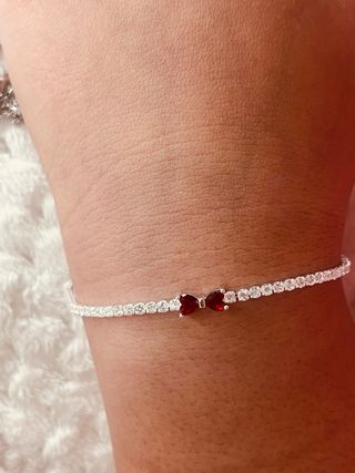 Pulsera Plata Ley 925 con Lazo Rojo