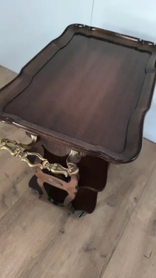 Carro camarera madera y metal antiguo